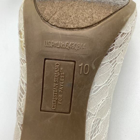 Christian Siriano White Lace Peep Toe Heels Size 10 Formal Bow Detail - Picture 10 of 10